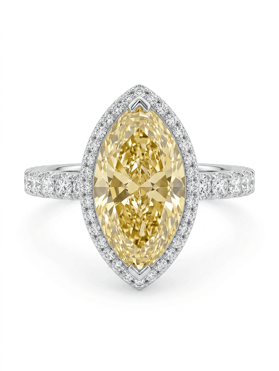 Yellow Pear Diamond Ring in White Gold - 100-00043