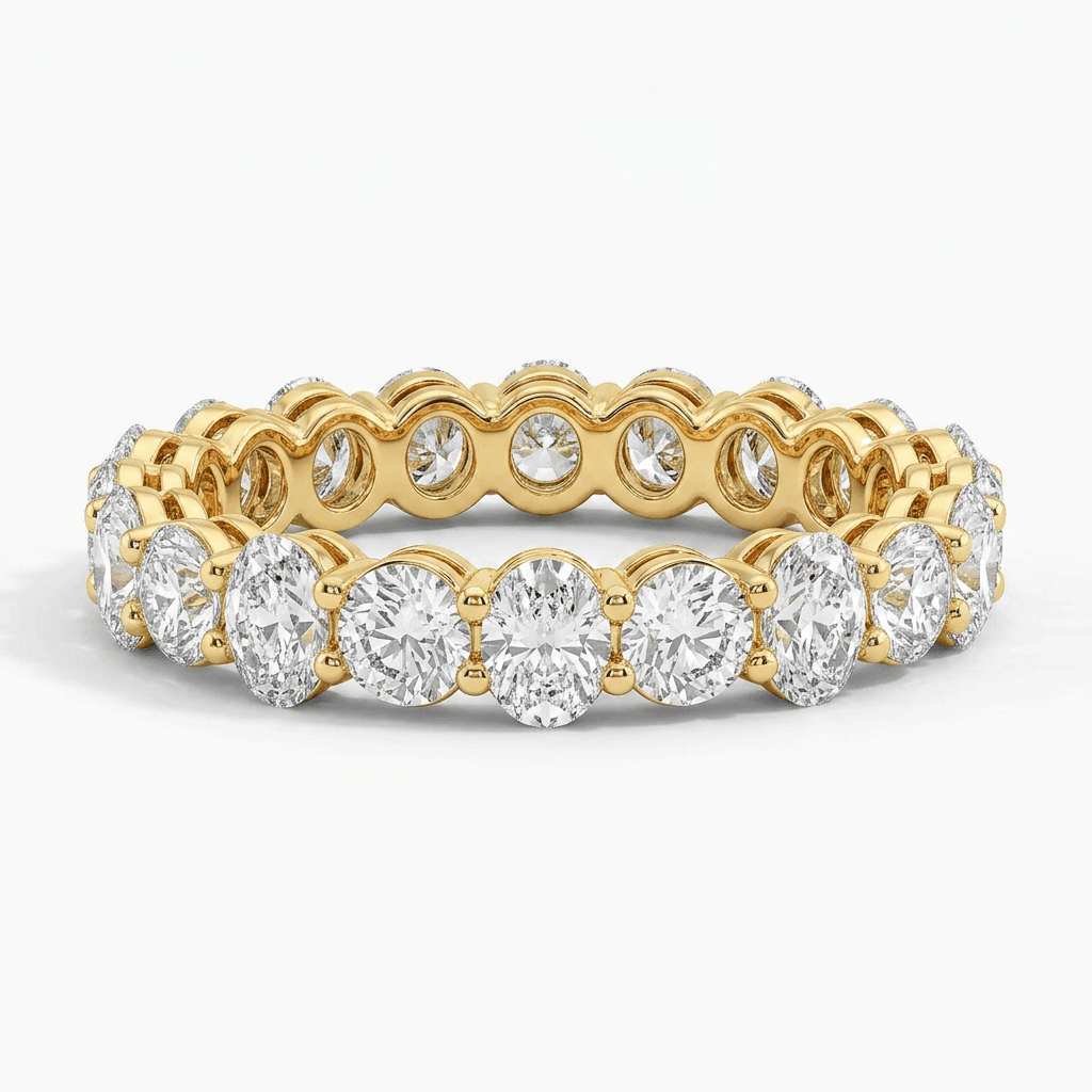 Yellow Gold Diamond Band with Oval Lab Diamonds | SRL Boutique