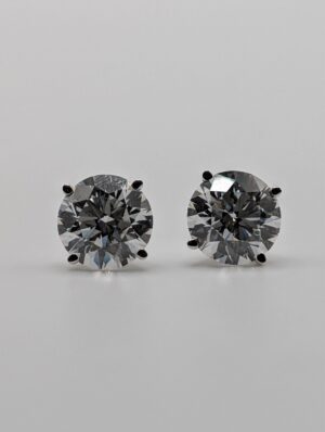 Earrings - Stud - 6.20 ct Lab - Front - Double