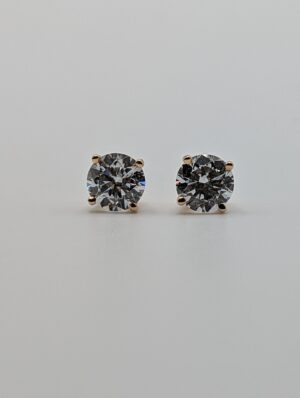 Four Prong Lab Round Diamond Stud Earrings (2.00 ct. tw.)